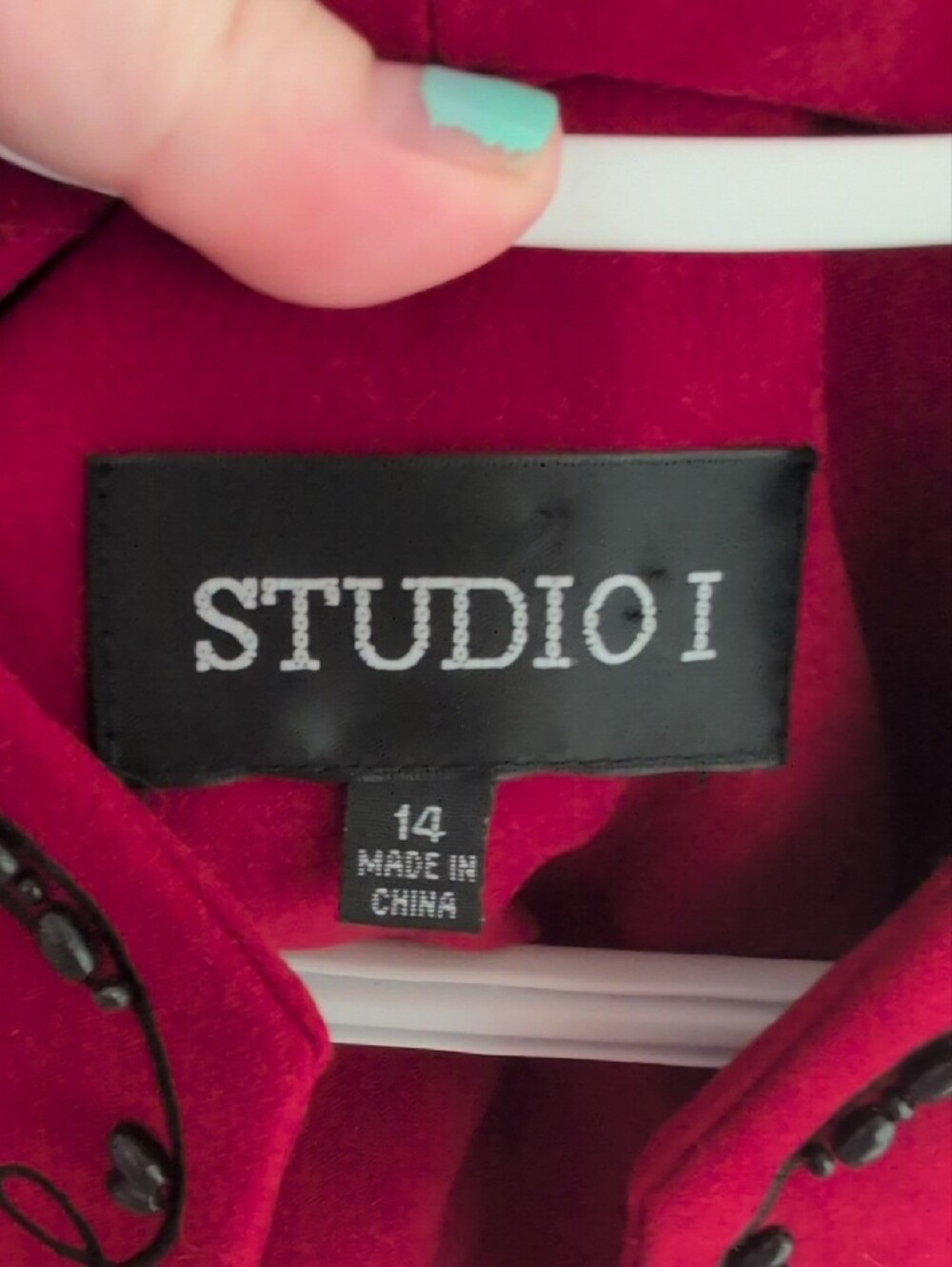 Studio I Raspberry Red Embroidered Open-Front Jacket - Picture 3 of 3